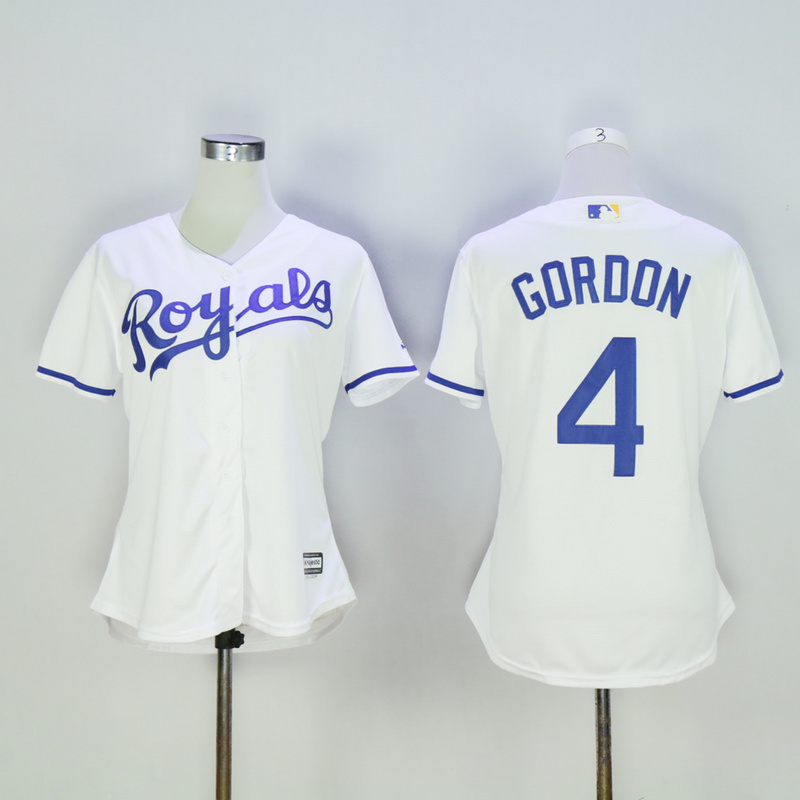 Women Kansas City Royals #4 Gordon White MLB Jerseys->youth mlb jersey->Youth Jersey